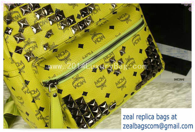 High Quality Replica MCM Stark Backpack Jumbo in Calf Leather 8100 Lemon